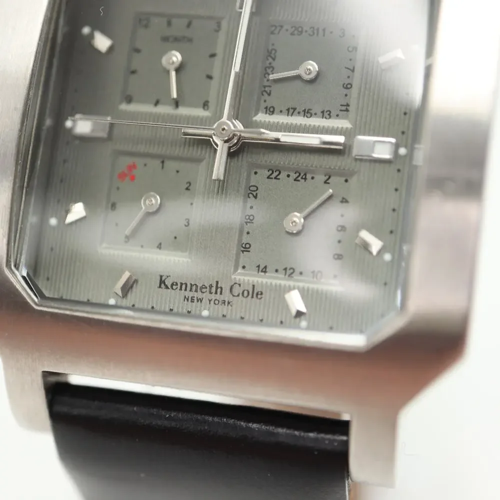Kenneth Cole Full Calendar Unisex Watch 33mm Green Gray Square Dial New Battery